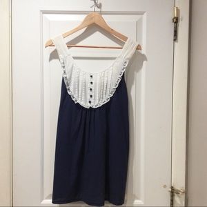 Babydoll Navy & White Tunic Bib Top M / L